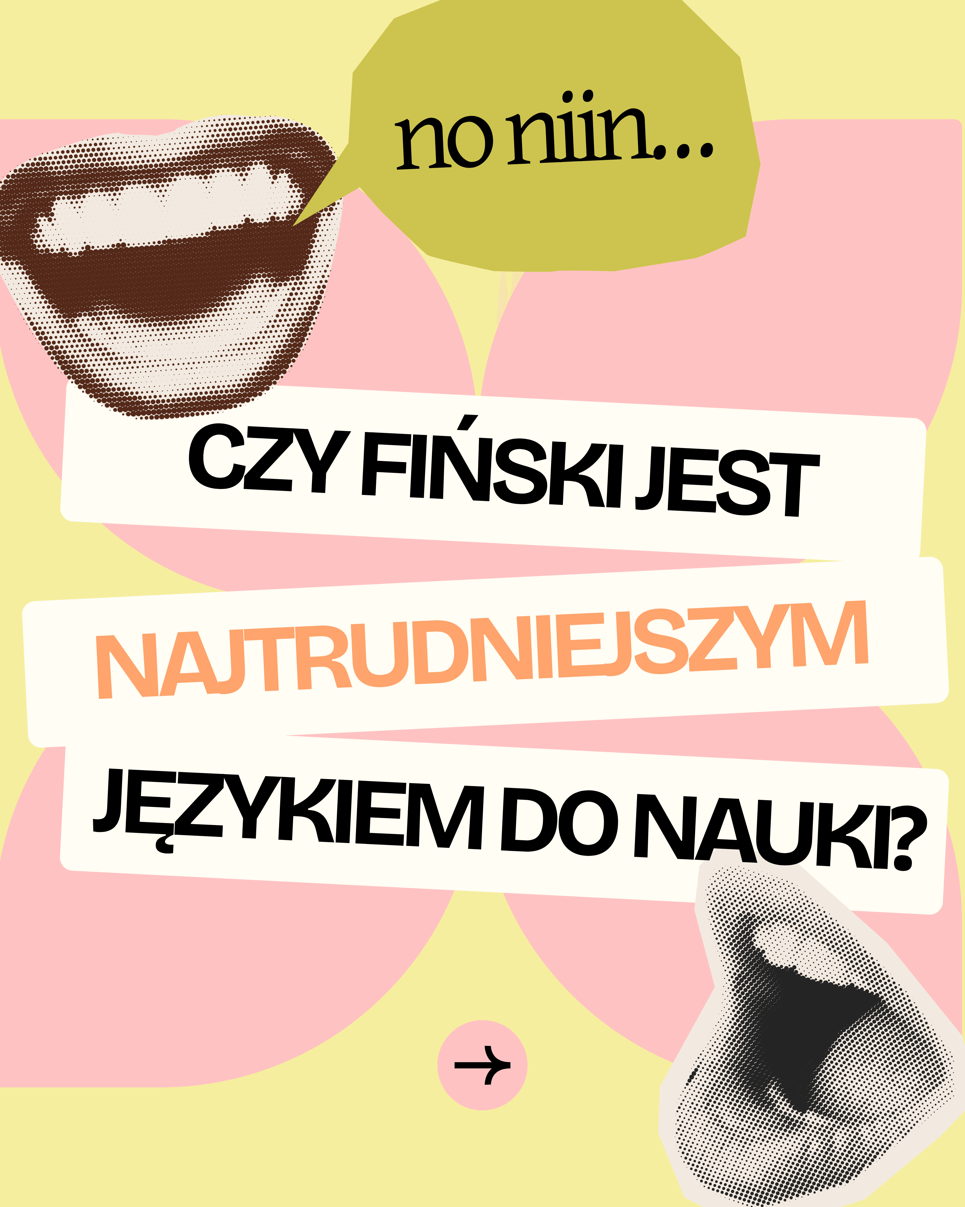 Główna grafika tytułowa. Słowa po fińsku